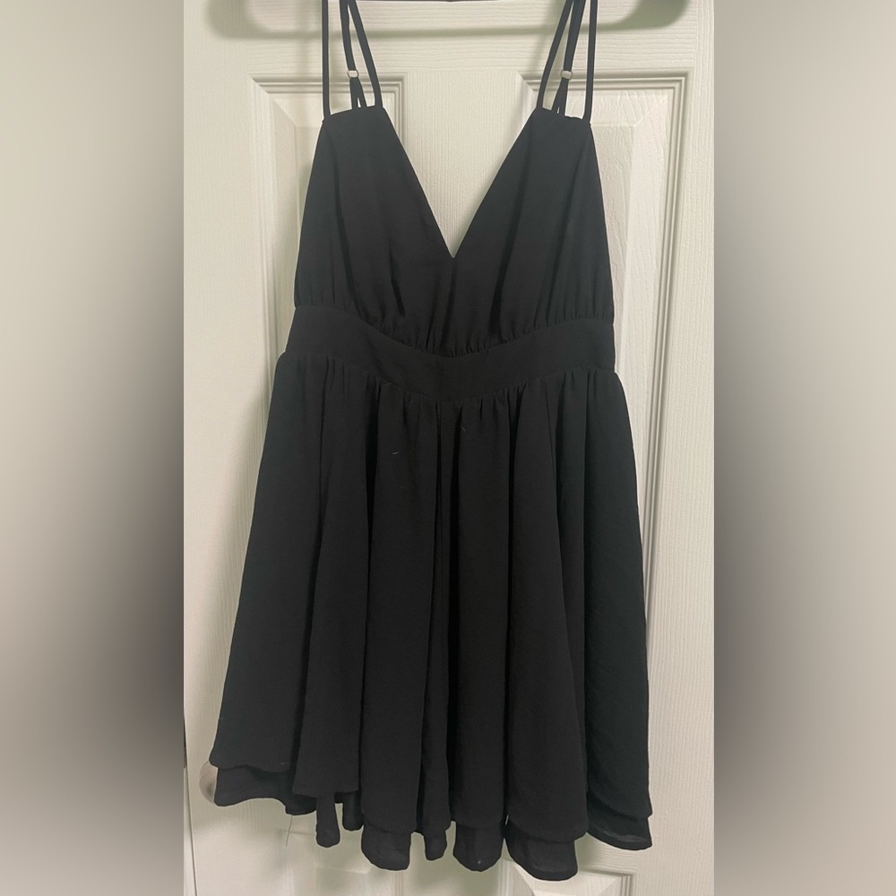 WETseal Black Chiffon Spaghetti Strap Mini Dress